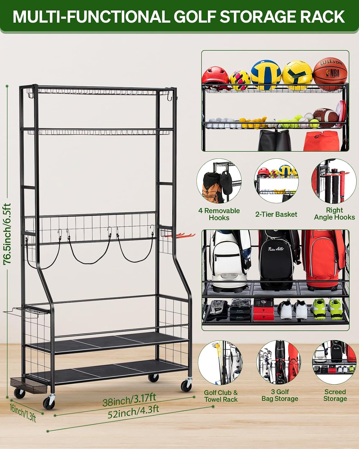 Golf Bag Storage Organizer Rac - đánh giá và giá Golf Equipment Organizer For Garage