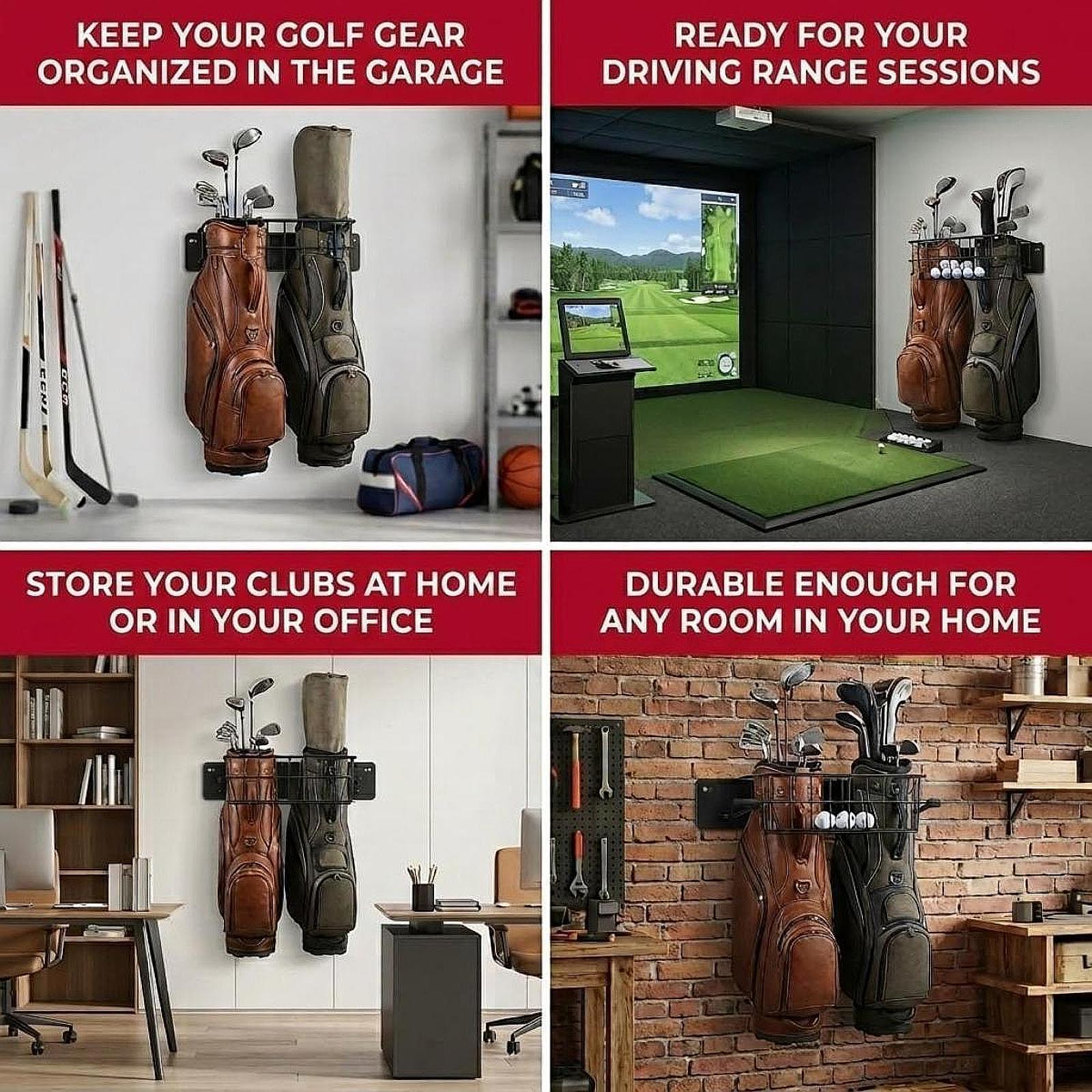 Golf Bag Storage Rack Double H - đánh giá và giá Golf Equipment Garage Storage