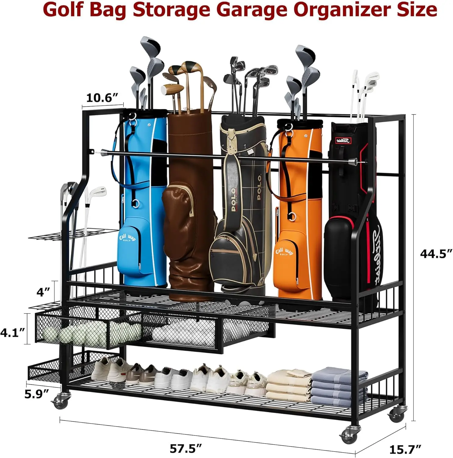 Multifunctional Rolling Golf B - đánh giá và giá Golf Equipment Organizer For Garage